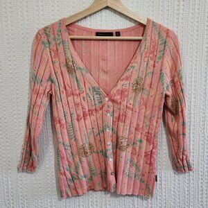 BCBGMaxAzria Pink and Green Cardigan